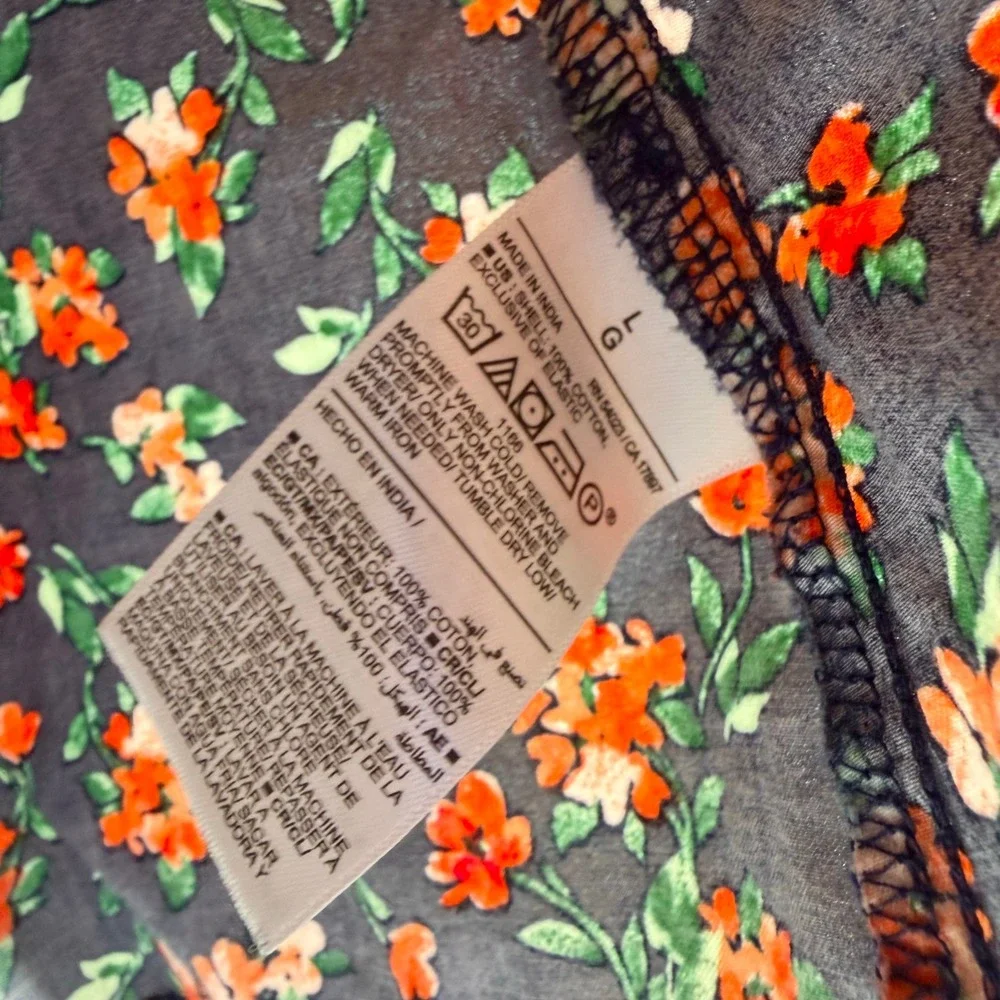 Old Navy Women's L Navy Floral Puff Sleeve Smocked Back Fall Cottagecore Blouse